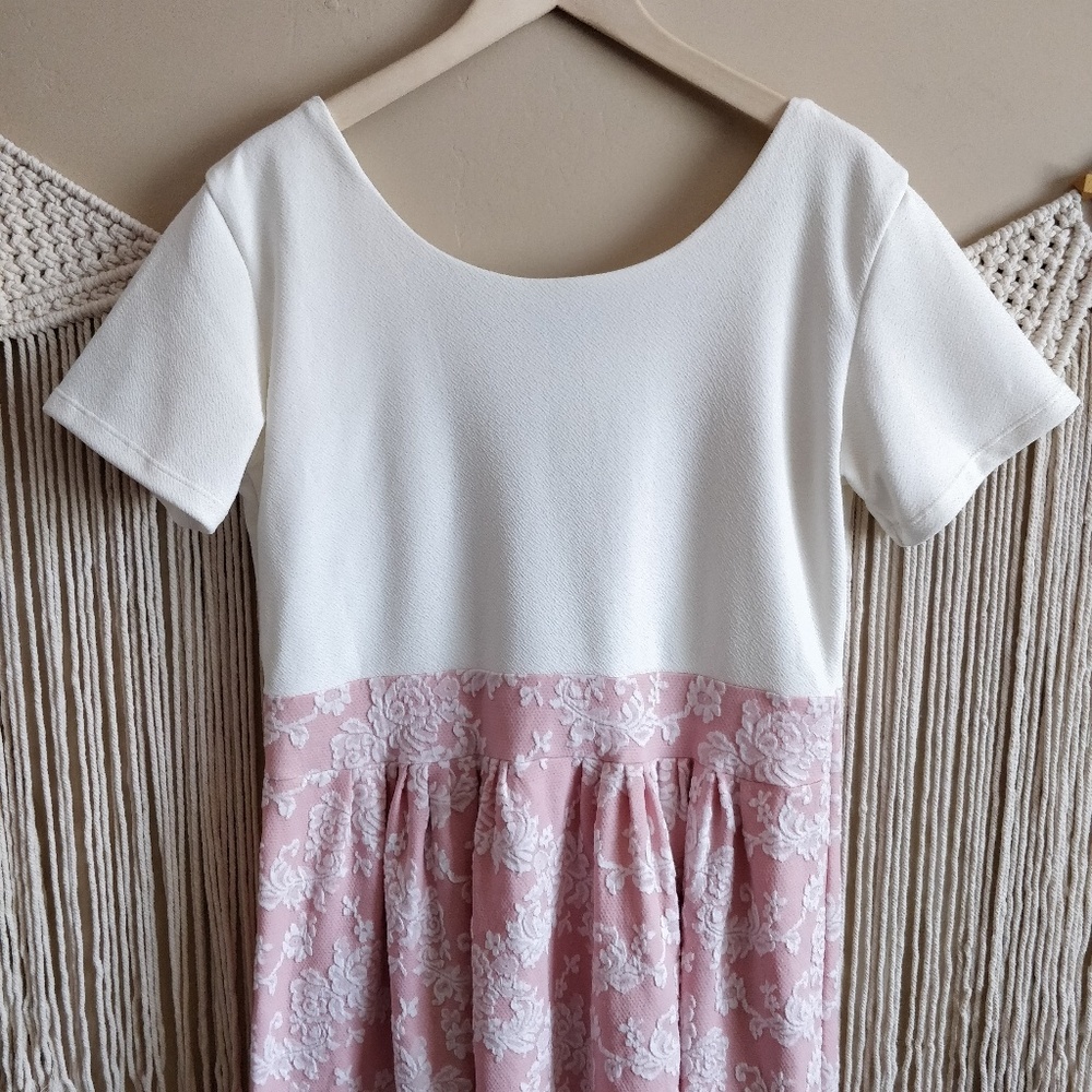 Rosie & Clair Pink Cream Floral Lace Midi Dress 2X - Picture 6 of 8